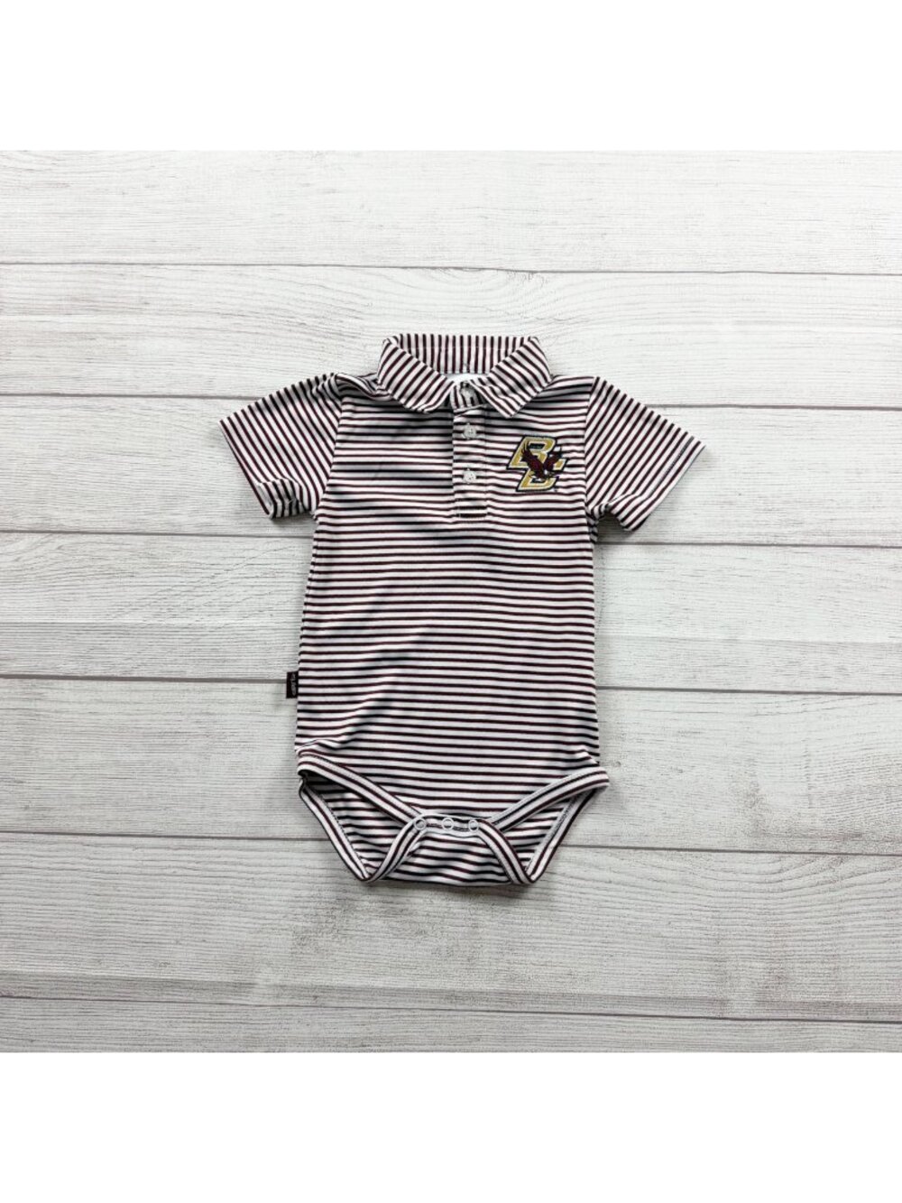 Garb Infant Polo Bodysuit Striped Collared Short Sleeve One Piece 6-12 Months